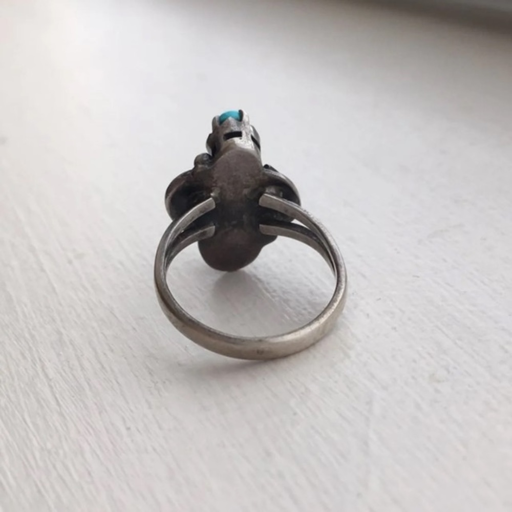 Vintage Green and Blue Turquoise Silver Ring - Picture 4 of 4